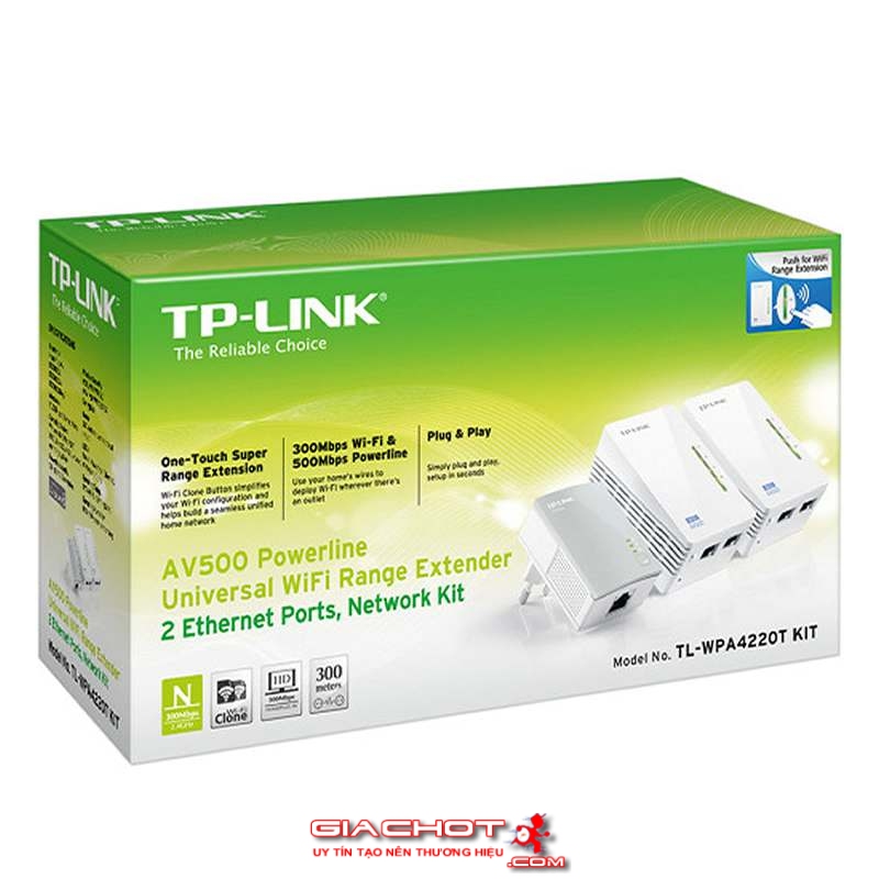Tp-Link TL-WPA4220T KIT | Bộ mở rộng mạng qua đường dây điện